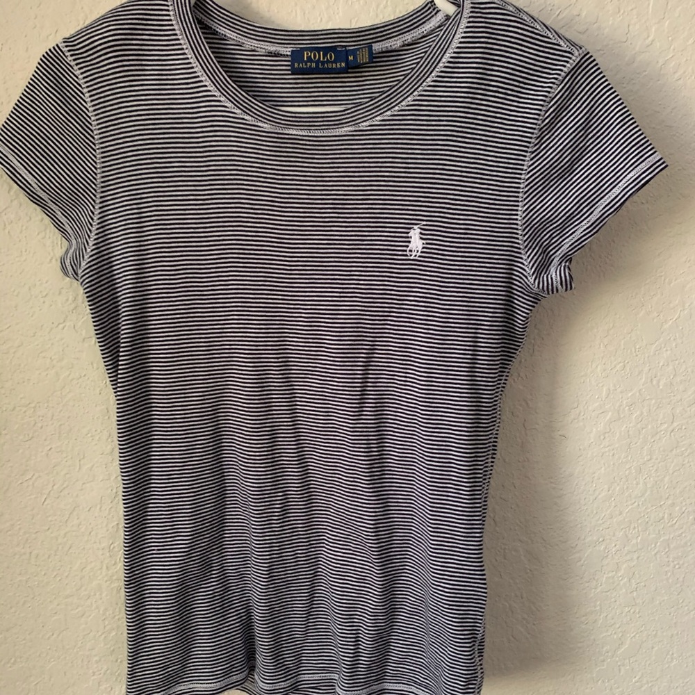 Polo Ralph Lauren Black and White Stripped Shirt M